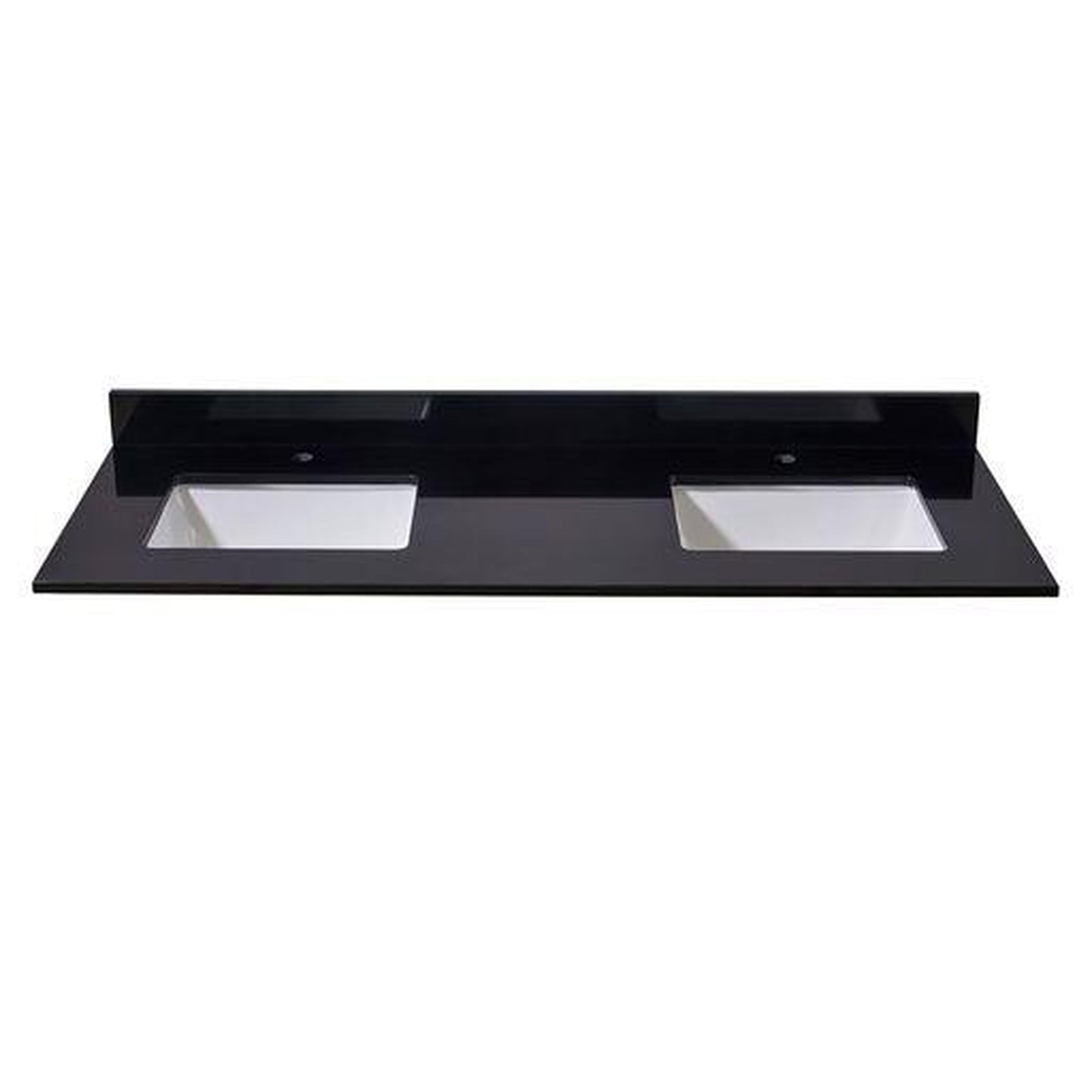 Altair Feltre 61" x 22" Imperial Black Composite Stone Bathroom Vanity Top With White SInk