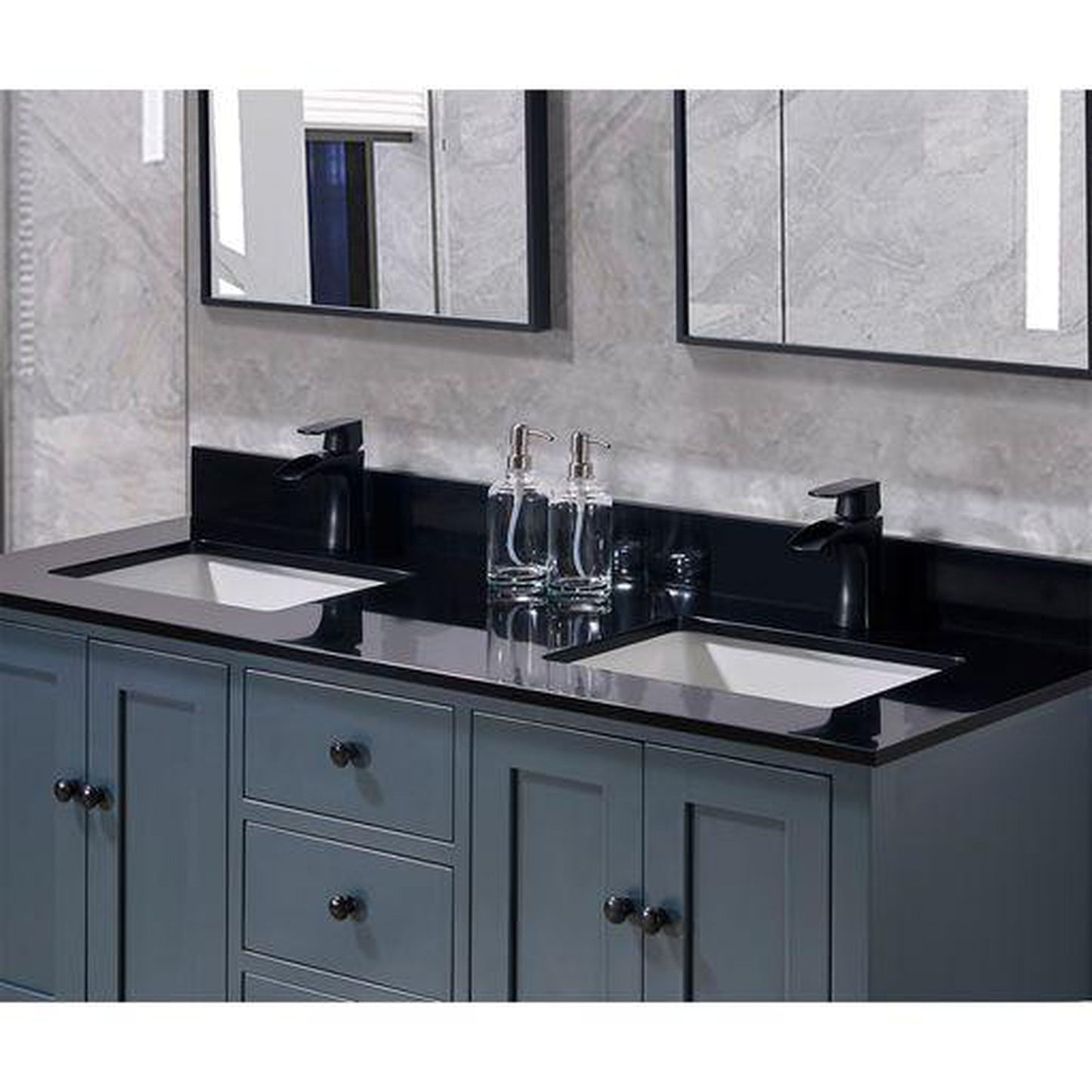 Altair Feltre 61" x 22" Imperial Black Composite Stone Bathroom Vanity Top With White SInk