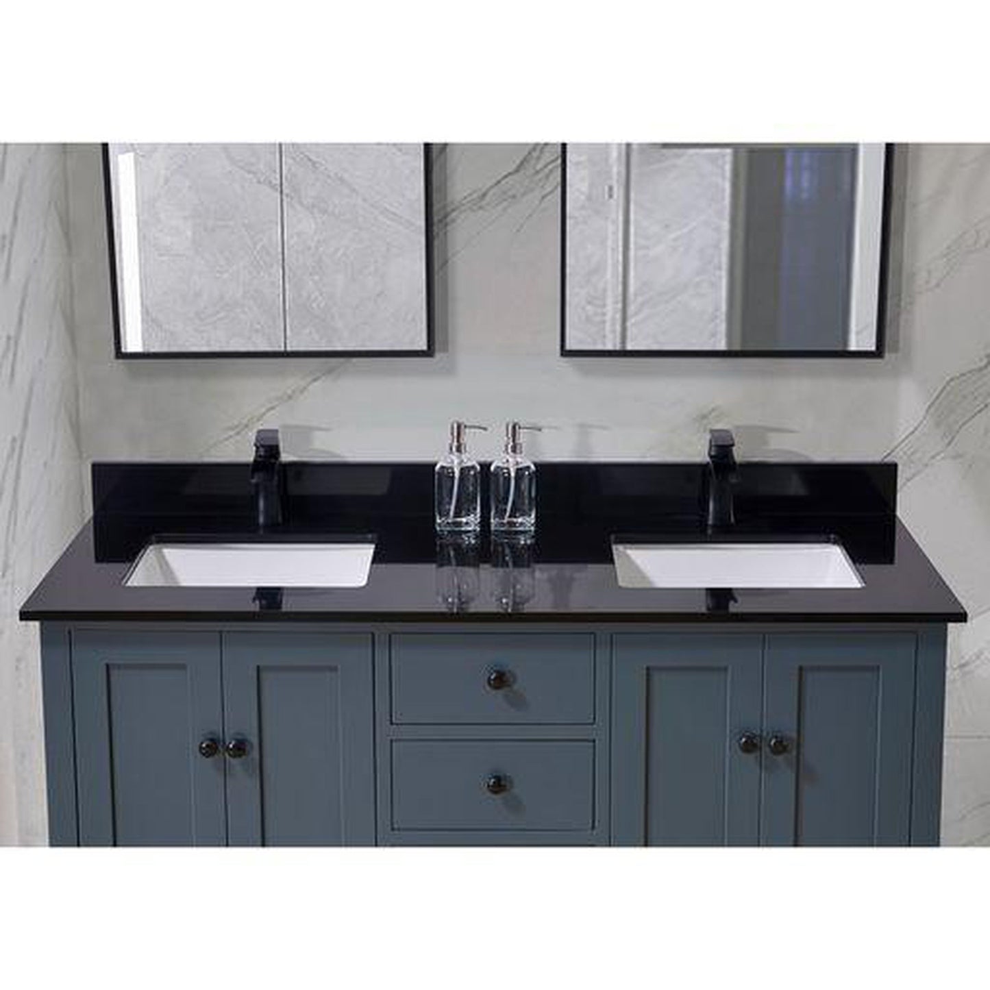 Altair Feltre 61" x 22" Imperial Black Composite Stone Bathroom Vanity Top With White SInk