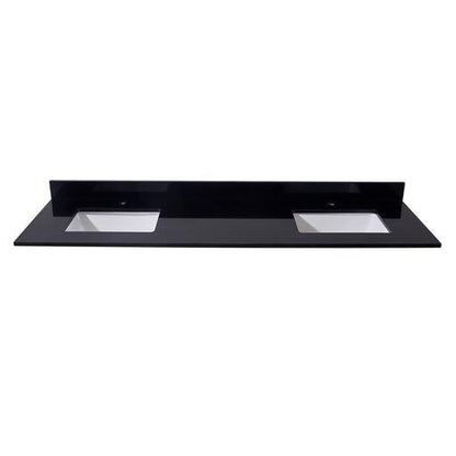 Altair Feltre 73" x 22" Imperial Black Composite Stone Bathroom Vanity Top With White SInk