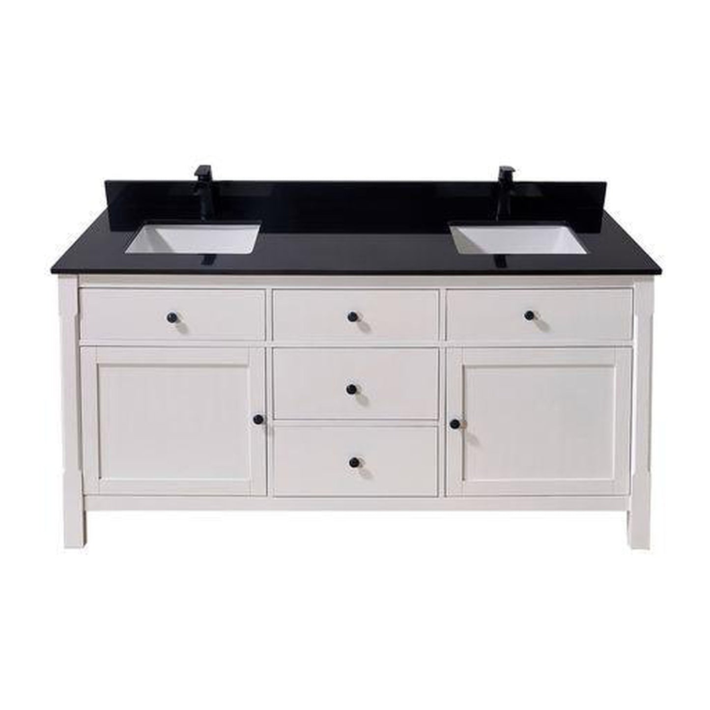 Altair Feltre 73" x 22" Imperial Black Composite Stone Bathroom Vanity Top With White SInk