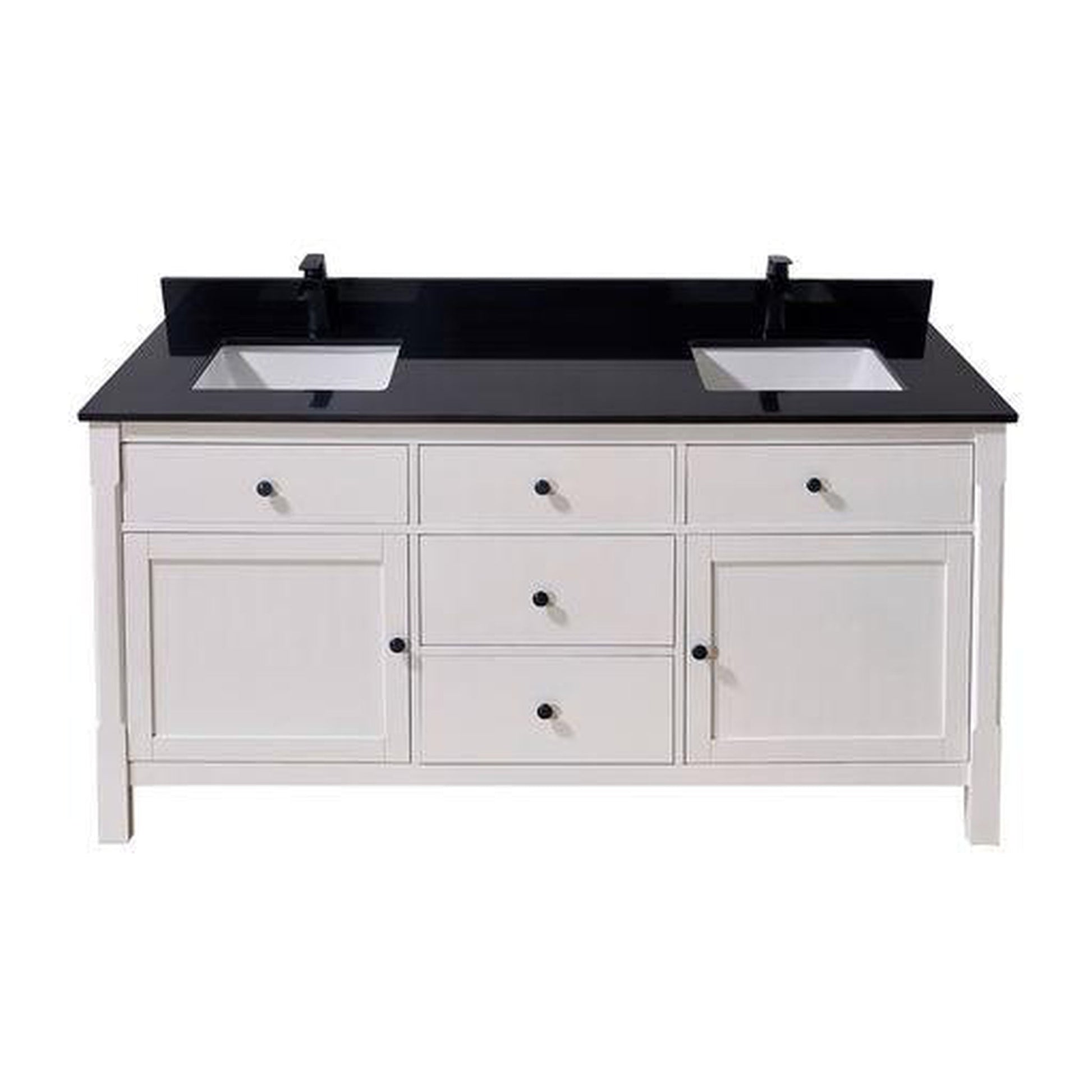 Altair Feltre 73" x 22" Imperial Black Composite Stone Bathroom Vanity Top With White SInk