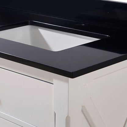 Altair Feltre 73" x 22" Imperial Black Composite Stone Bathroom Vanity Top With White SInk