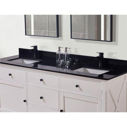 Altair Feltre 73" x 22" Imperial Black Composite Stone Bathroom Vanity Top With White SInk