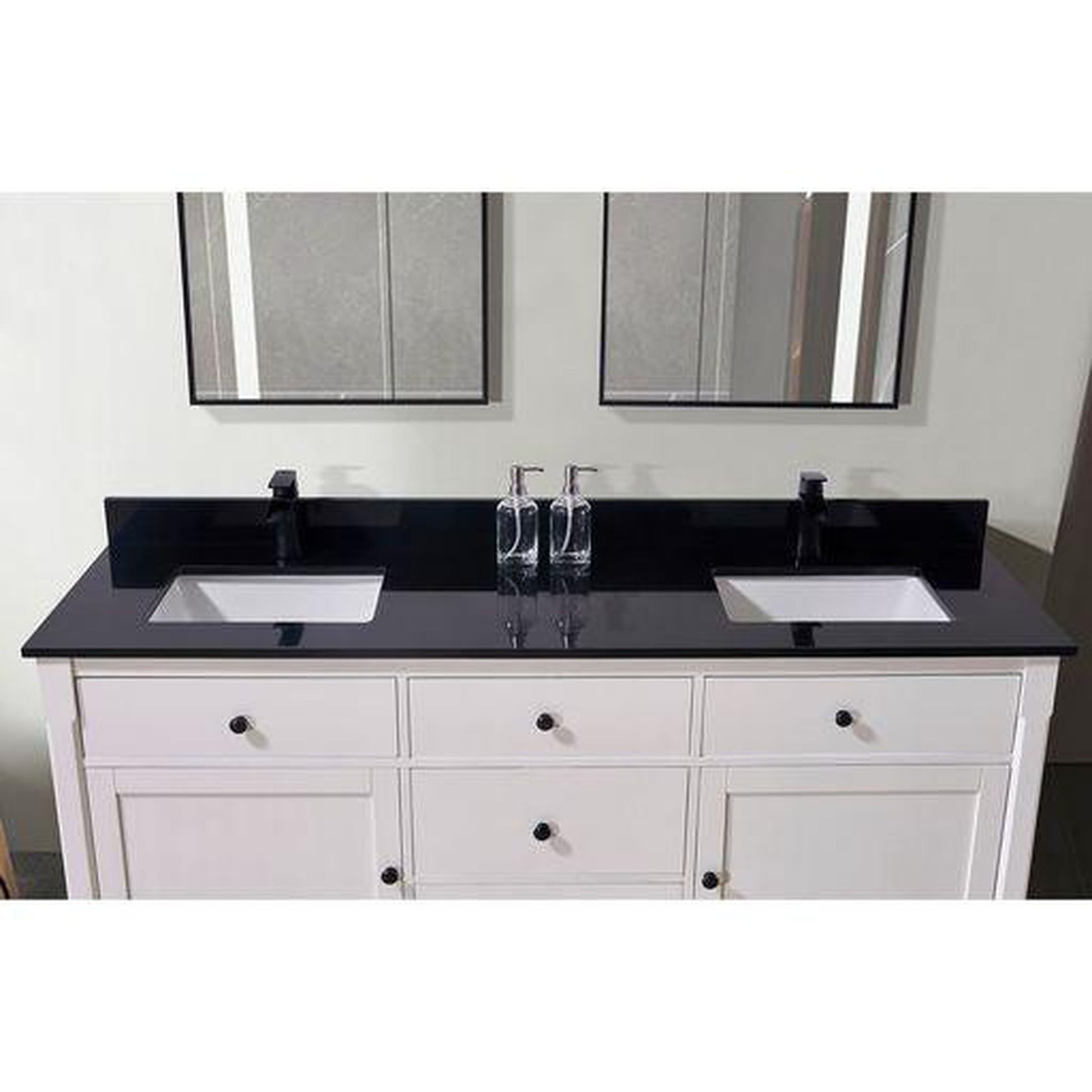 Altair Feltre 73" x 22" Imperial Black Composite Stone Bathroom Vanity Top With White SInk