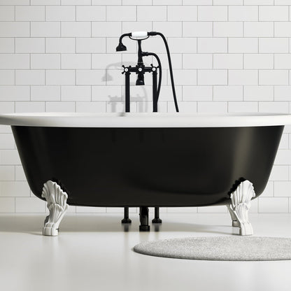 Altair Forcé Matte Black Vintage Style Cross Handle Claw Foot Freestanding Bathtub Faucet With Handshower