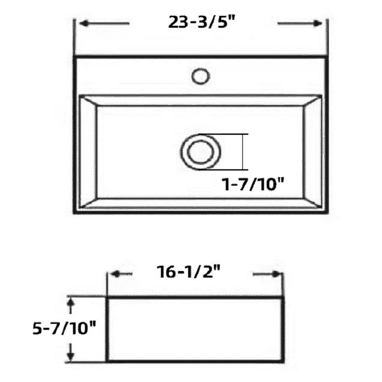 Altair Fremont 24" Rectangular White Ceramic Bathroom Vanity Vessel Sink With Overflow