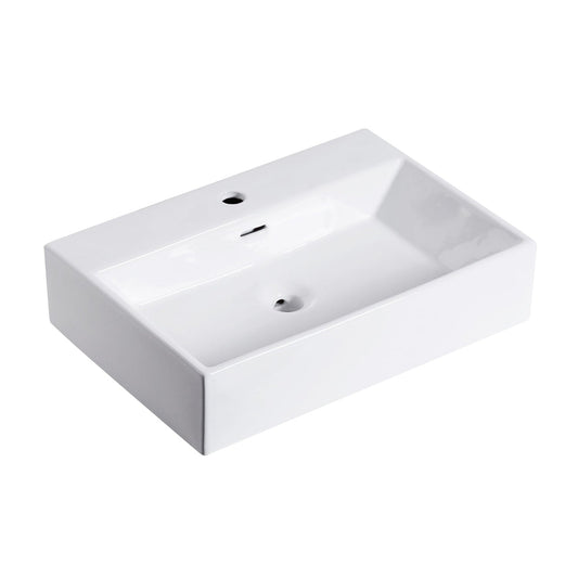 Altair Fremont 24" Rectangular White Ceramic Bathroom Vanity Vessel Sink With Overflow