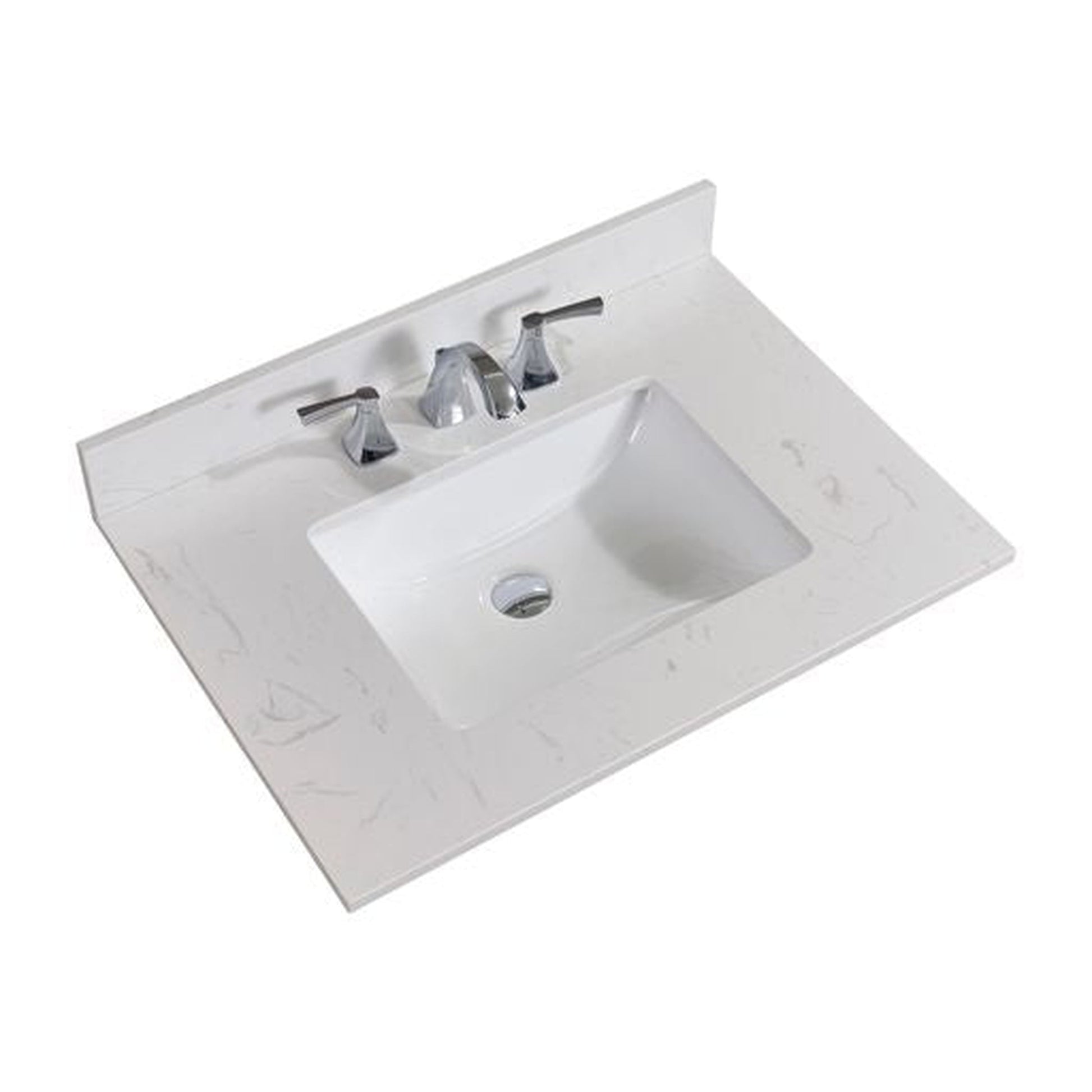 Altair Frosinone 31" x 22" Jazz White Composite Stone Bathroom Vanity Top With White SInk