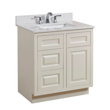 Altair Frosinone 31" x 22" Jazz White Composite Stone Bathroom Vanity Top With White SInk