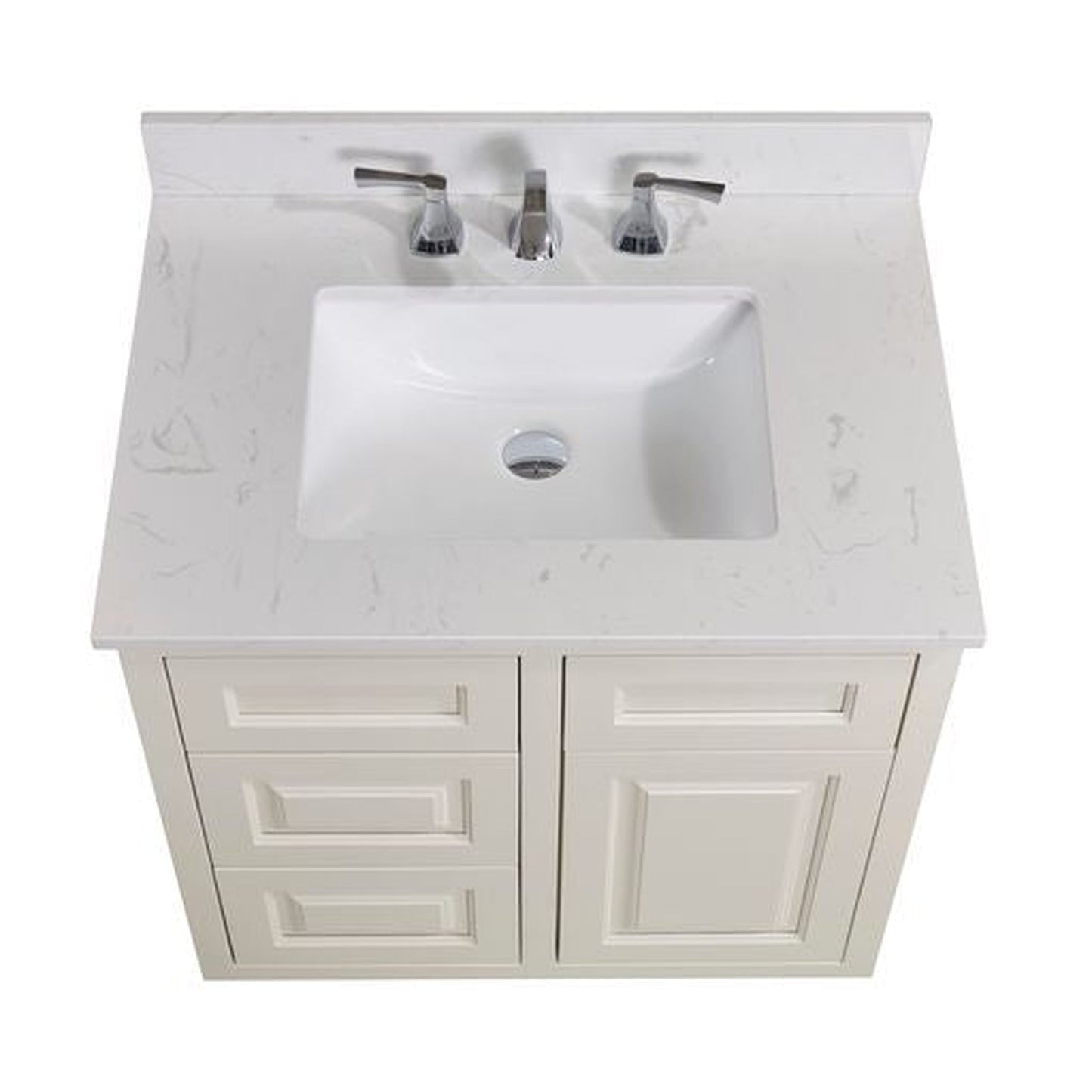 Altair Frosinone 31" x 22" Jazz White Composite Stone Bathroom Vanity Top With White SInk