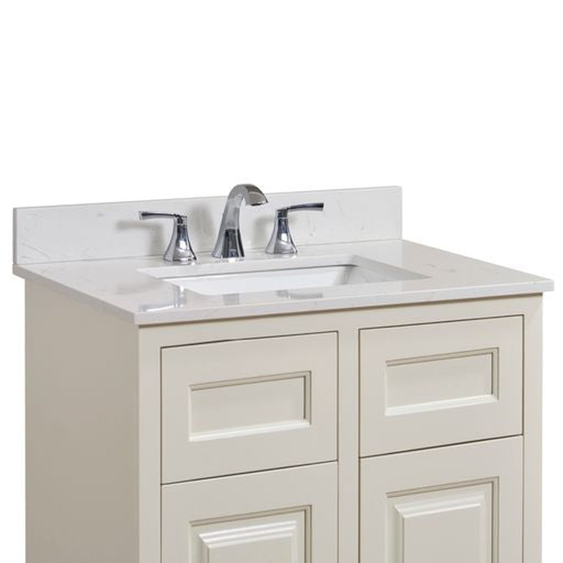 Altair Frosinone 31" x 22" Jazz White Composite Stone Bathroom Vanity Top With White SInk