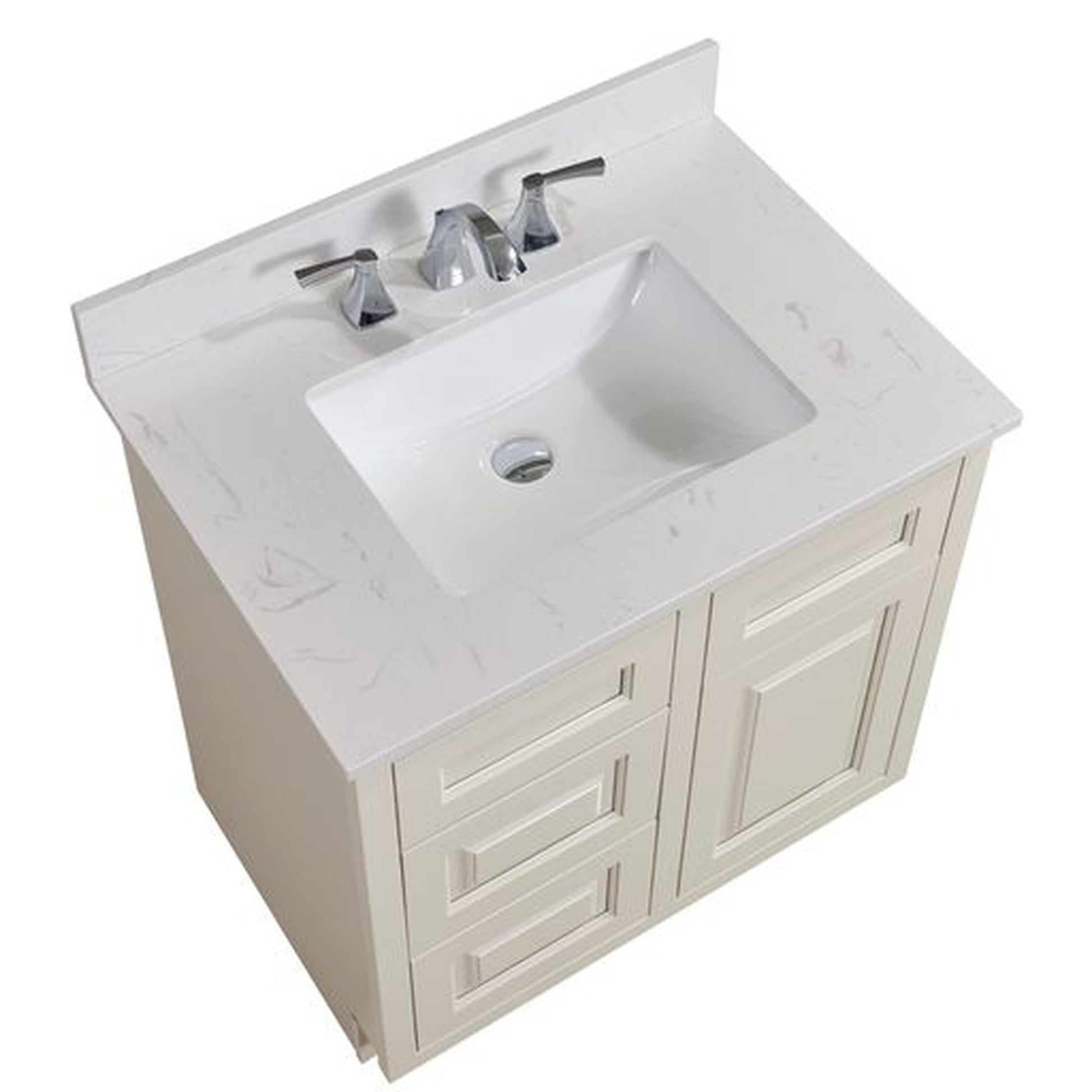 Altair Frosinone 31" x 22" Jazz White Composite Stone Bathroom Vanity Top With White SInk