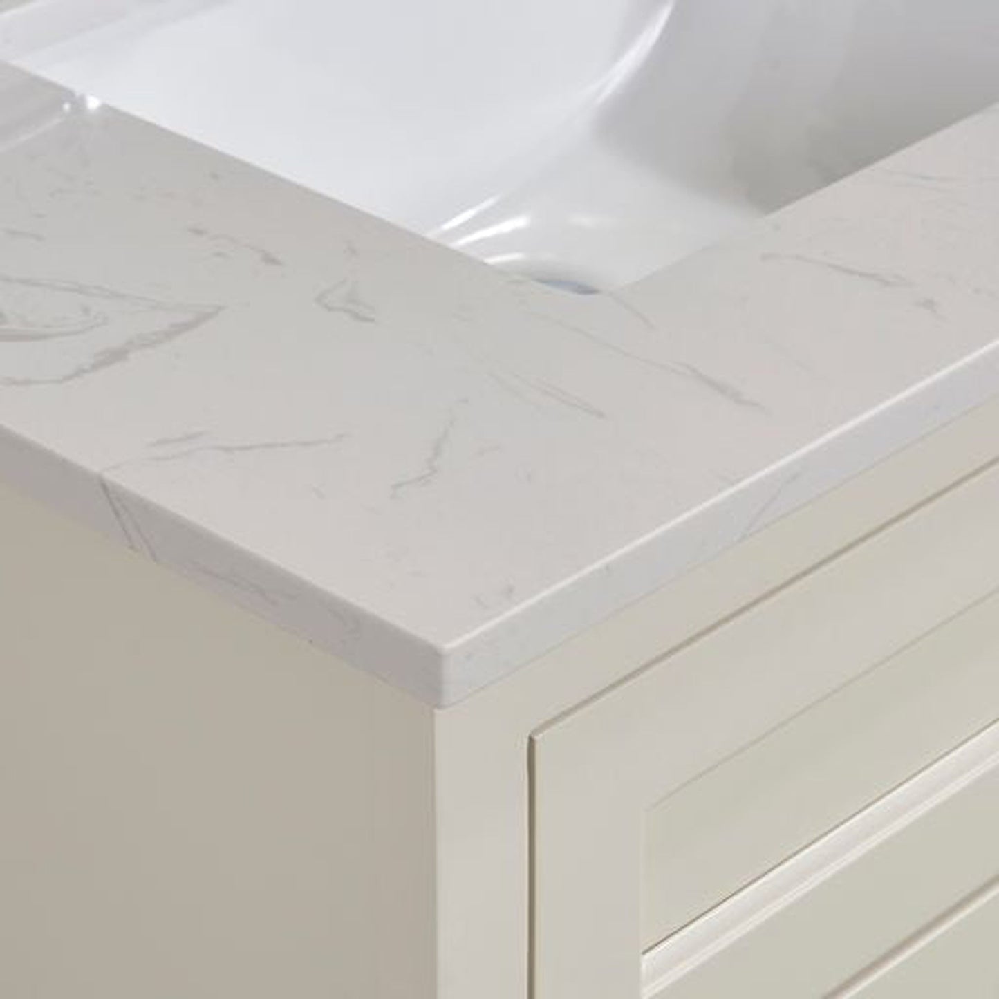 Altair Frosinone 31" x 22" Jazz White Composite Stone Bathroom Vanity Top With White SInk