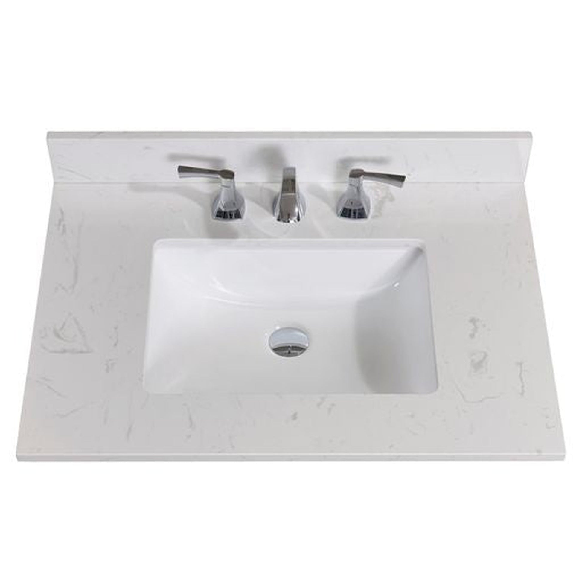 Altair Frosinone 31" x 22" Jazz White Composite Stone Bathroom Vanity Top With White SInk