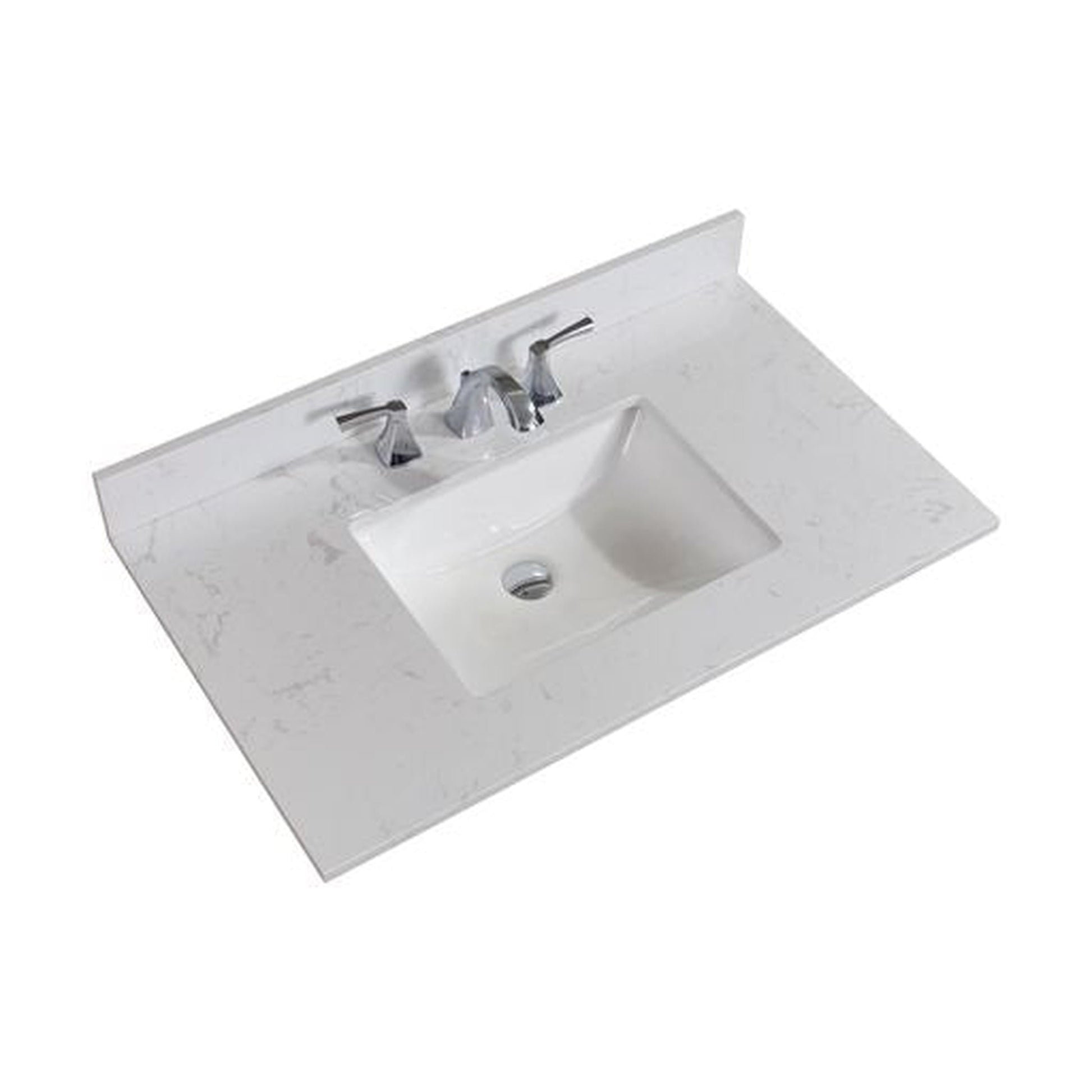 Altair Frosinone 37" x 22" Jazz White Composite Stone Bathroom Vanity Top With White SInk