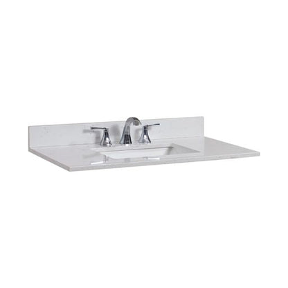 Altair Frosinone 37" x 22" Jazz White Composite Stone Bathroom Vanity Top With White SInk