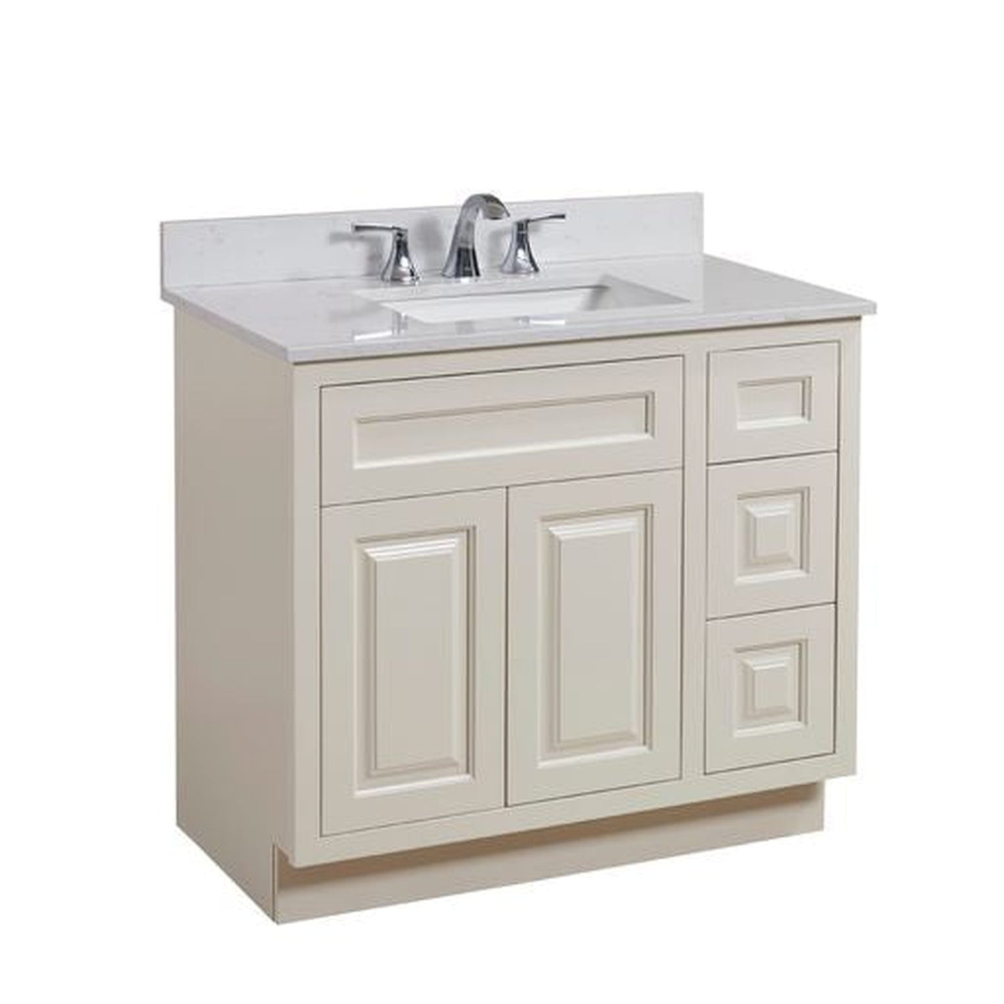 Altair Frosinone 37" x 22" Jazz White Composite Stone Bathroom Vanity Top With White SInk