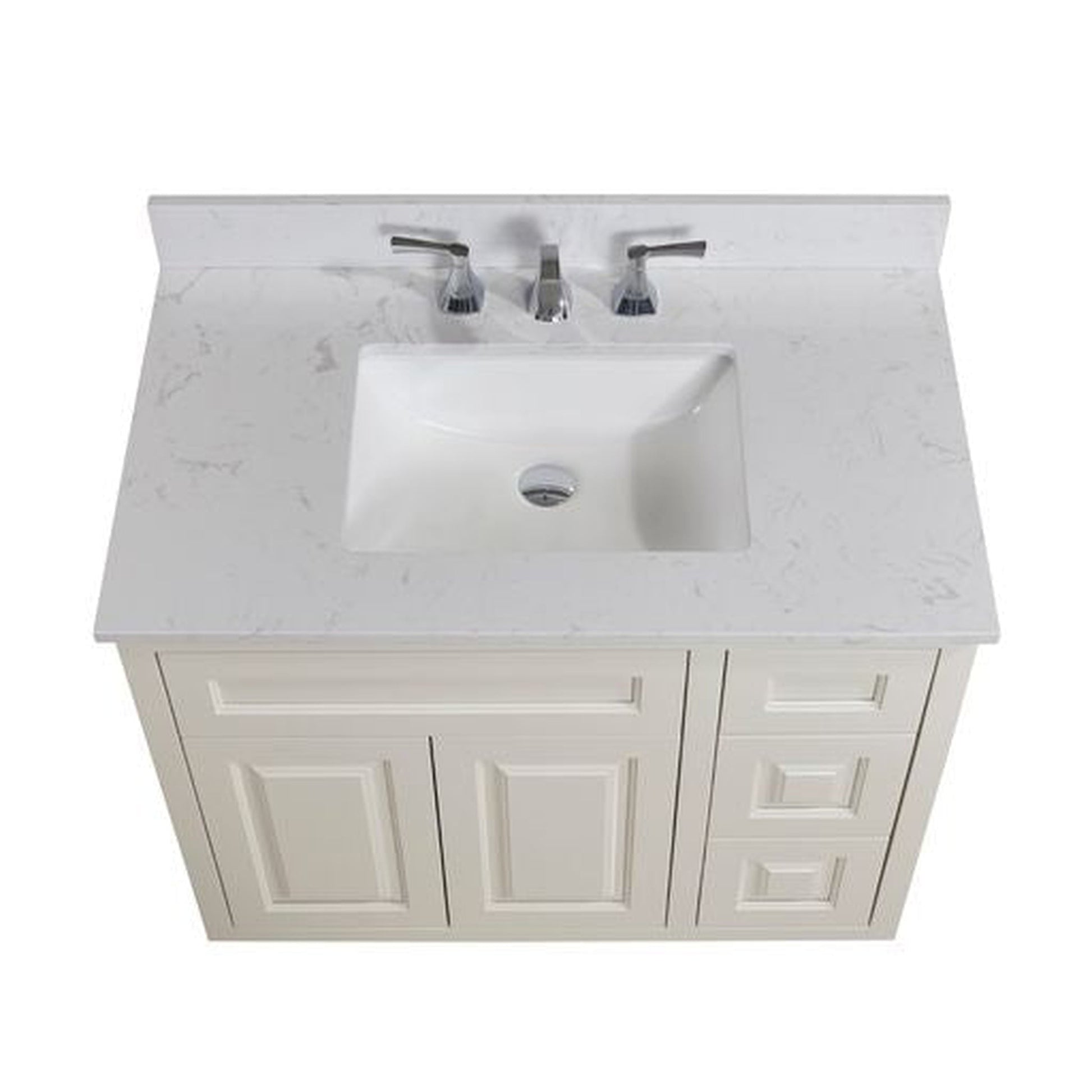 Altair Frosinone 37" x 22" Jazz White Composite Stone Bathroom Vanity Top With White SInk