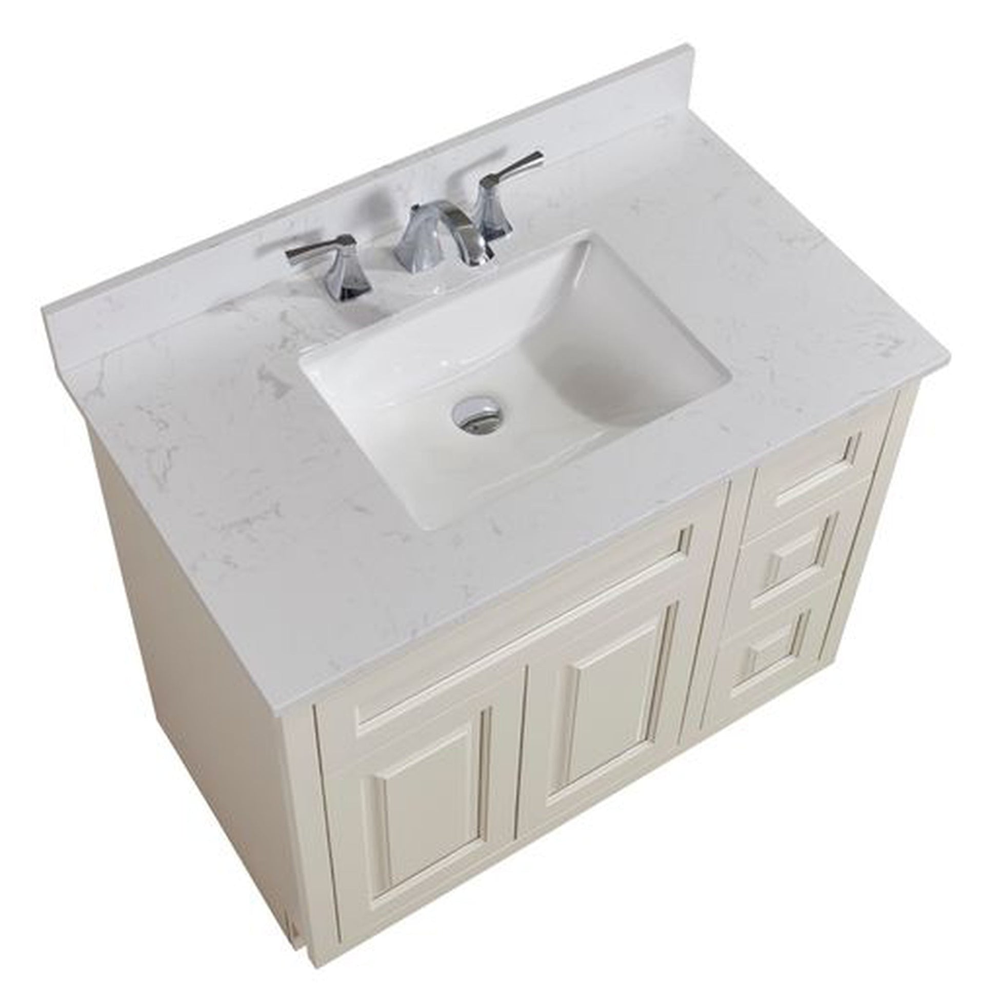 Altair Frosinone 37" x 22" Jazz White Composite Stone Bathroom Vanity Top With White SInk