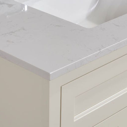 Altair Frosinone 37" x 22" Jazz White Composite Stone Bathroom Vanity Top With White SInk