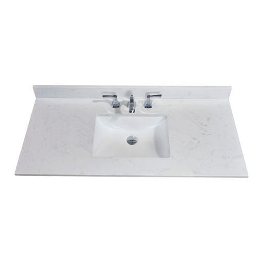 Altair Frosinone 49" x 22" Jazz White Composite Stone Bathroom Vanity Top With White SInk