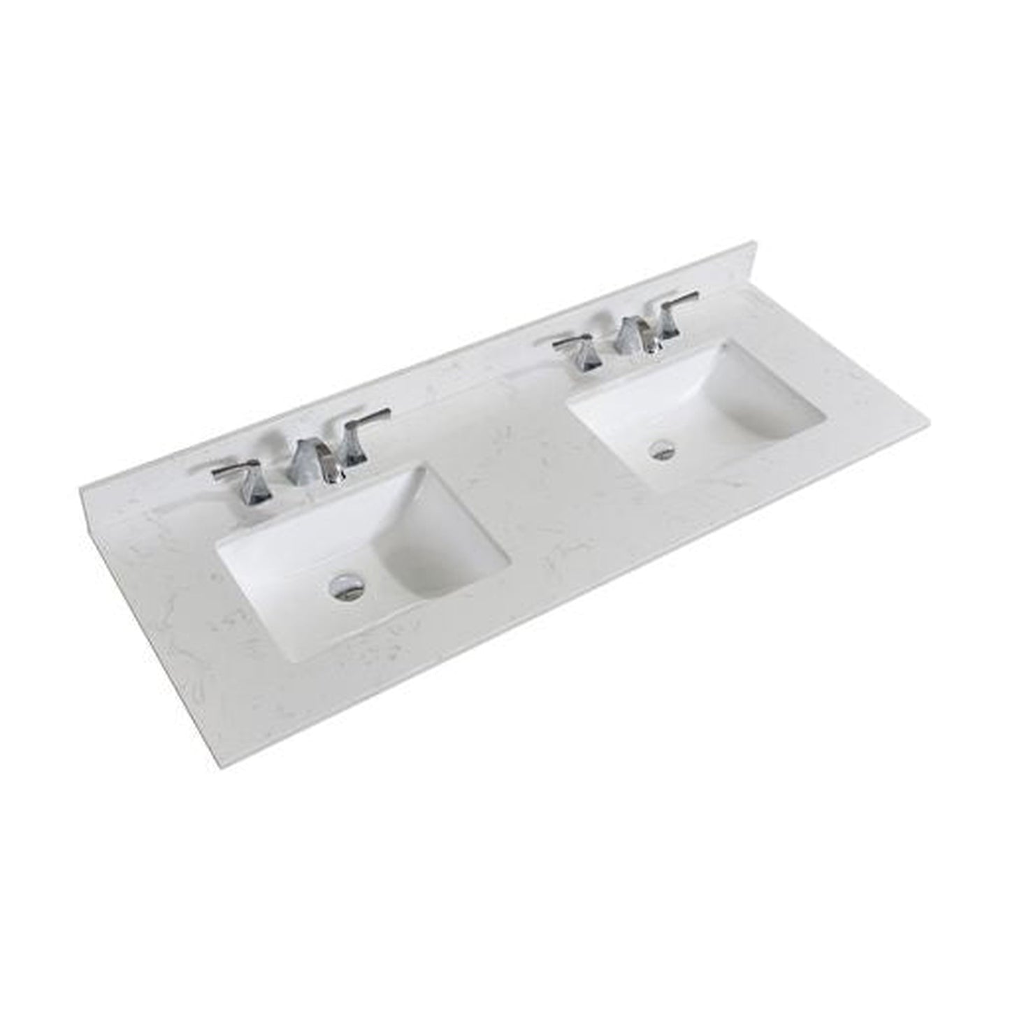 Altair Frosinone 61" x 22" Jazz White Composite Stone Bathroom Vanity Top With White SInk