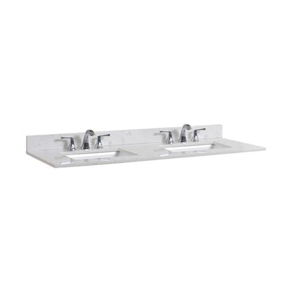 Altair Frosinone 61" x 22" Jazz White Composite Stone Bathroom Vanity Top With White SInk