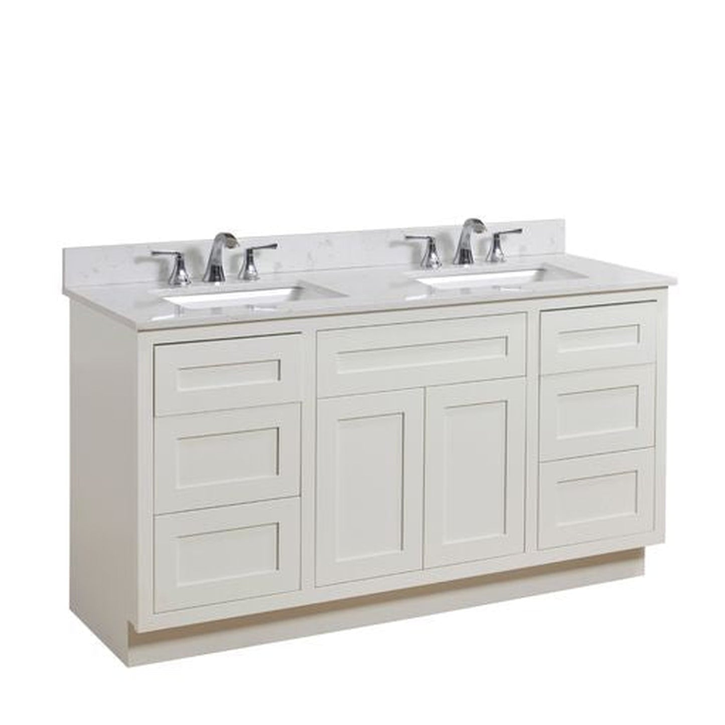 Altair Frosinone 61" x 22" Jazz White Composite Stone Bathroom Vanity Top With White SInk