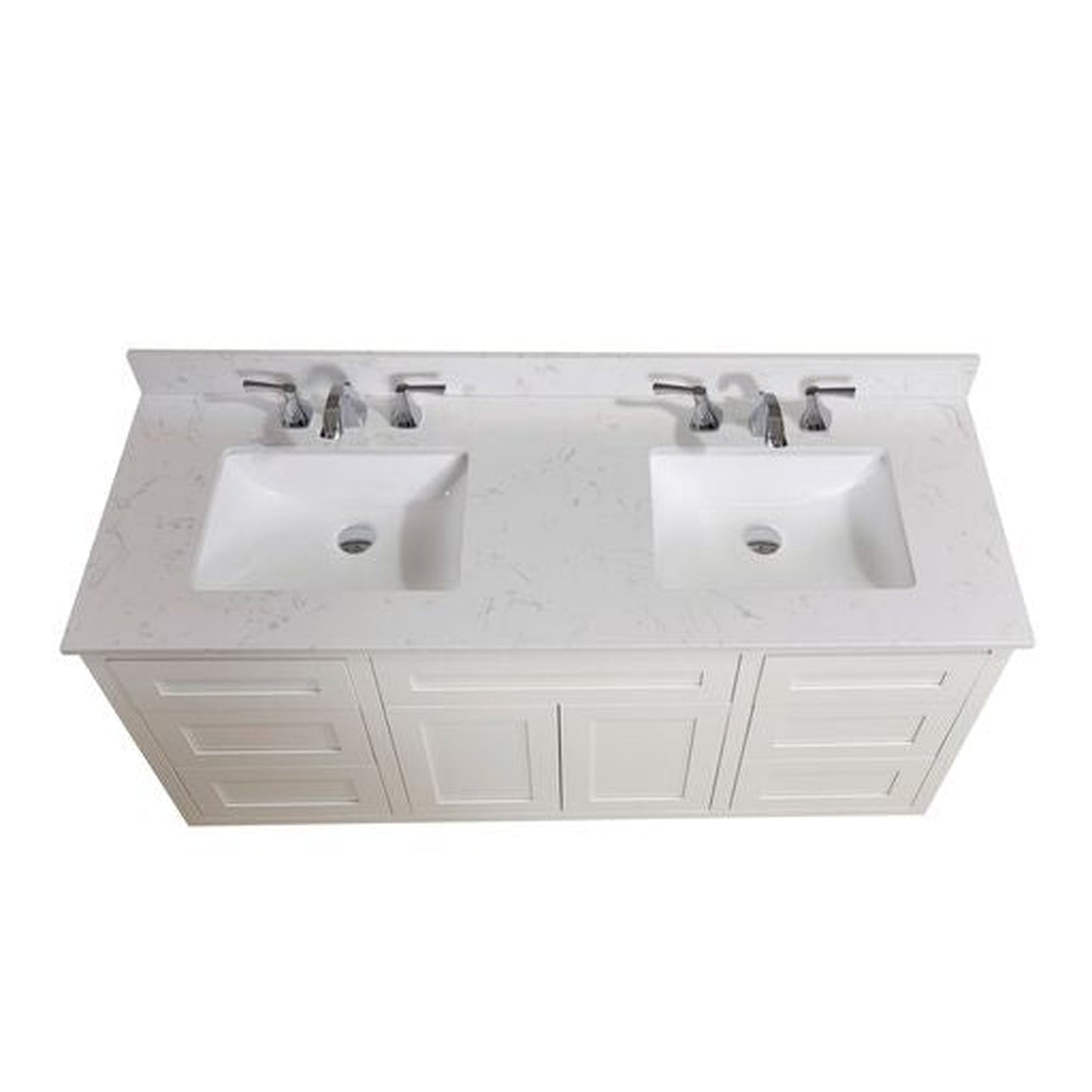 Altair Frosinone 61" x 22" Jazz White Composite Stone Bathroom Vanity Top With White SInk