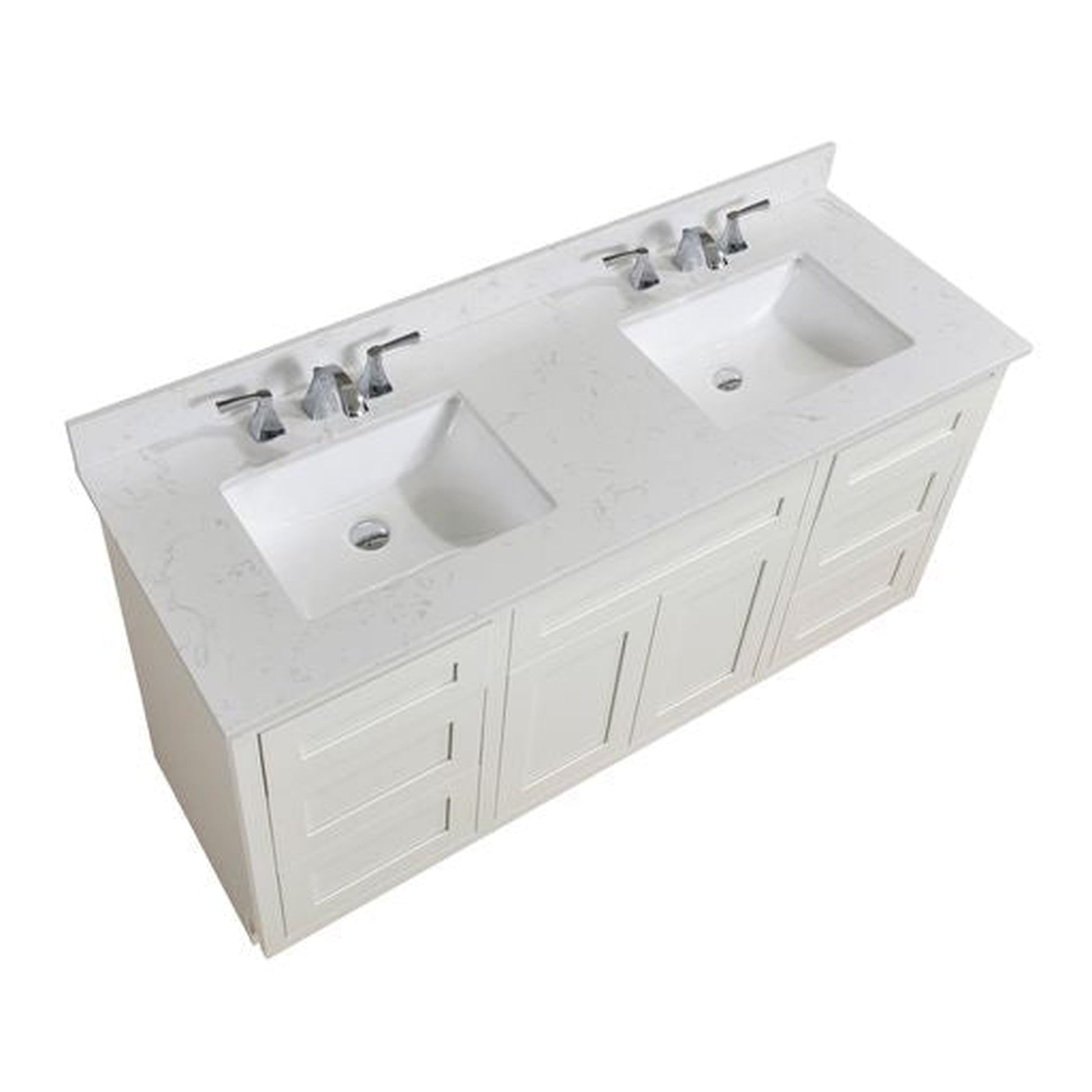 Altair Frosinone 61" x 22" Jazz White Composite Stone Bathroom Vanity Top With White SInk