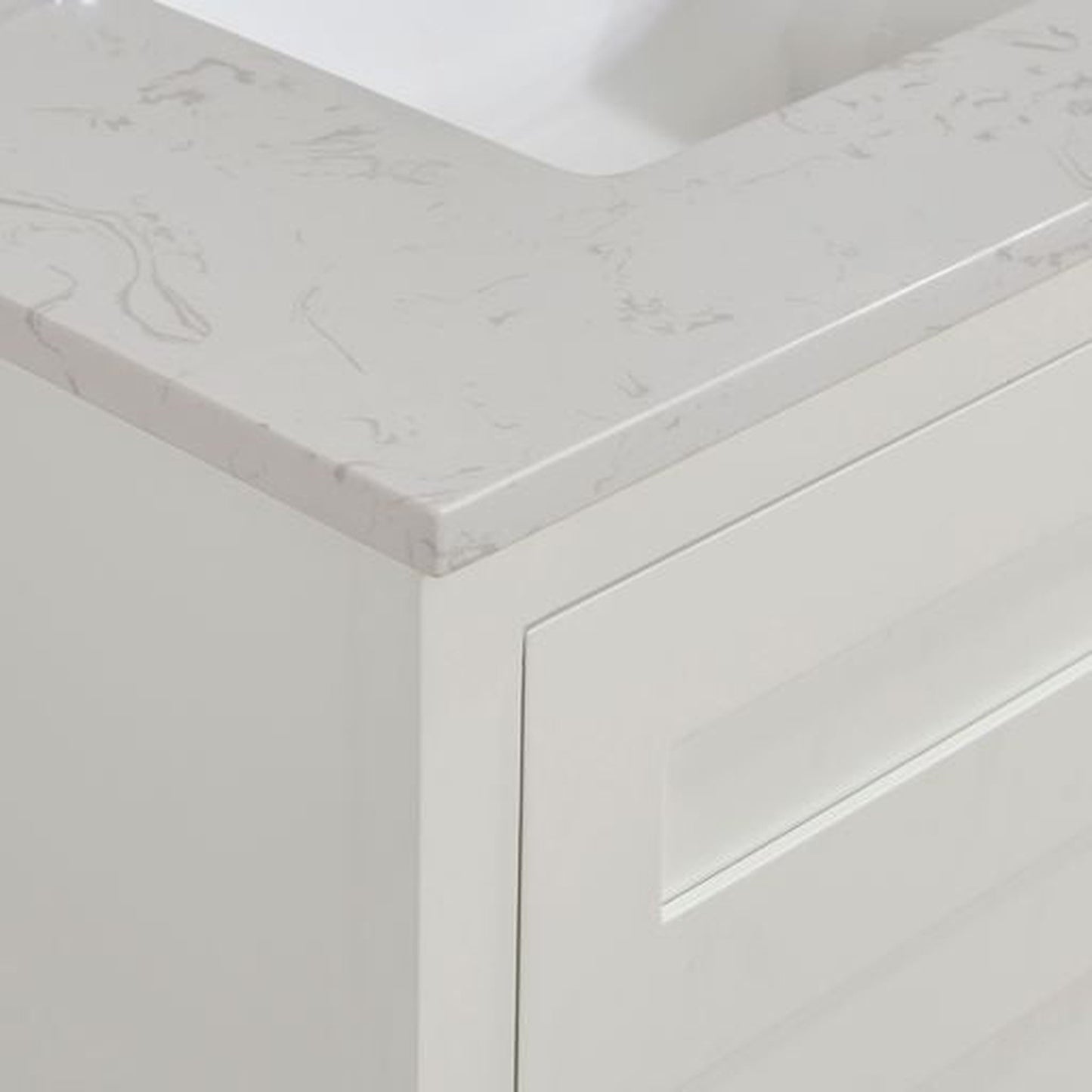 Altair Frosinone 61" x 22" Jazz White Composite Stone Bathroom Vanity Top With White SInk