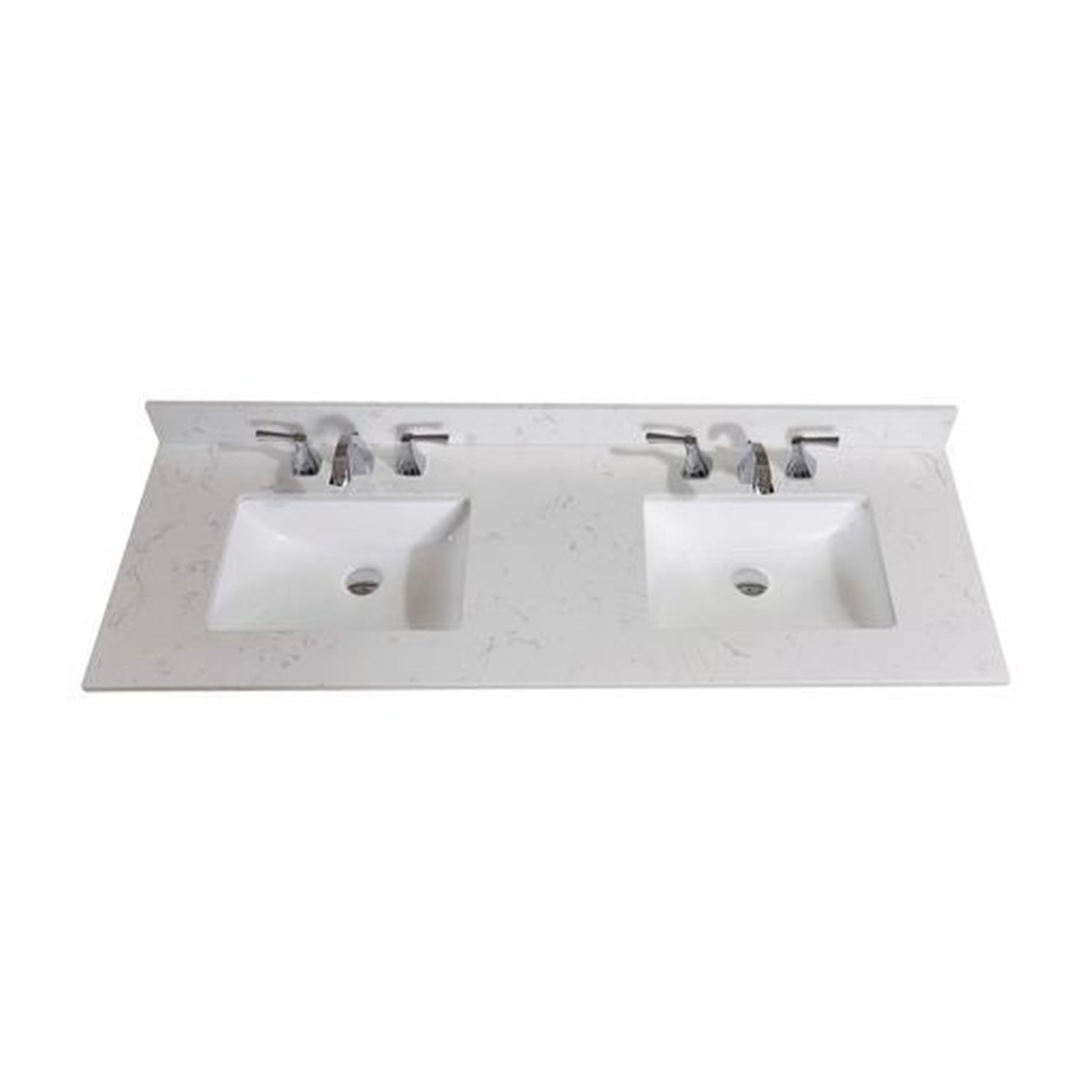 Altair Frosinone 61" x 22" Jazz White Composite Stone Bathroom Vanity Top With White SInk