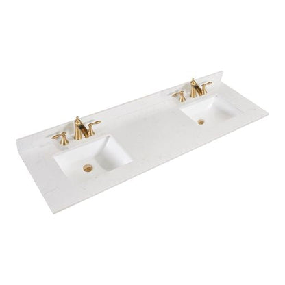 Altair Frosinone 73" x 22" Jazz White Composite Stone Bathroom Vanity Top With White SInk