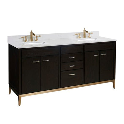 Altair Frosinone 73" x 22" Jazz White Composite Stone Bathroom Vanity Top With White SInk