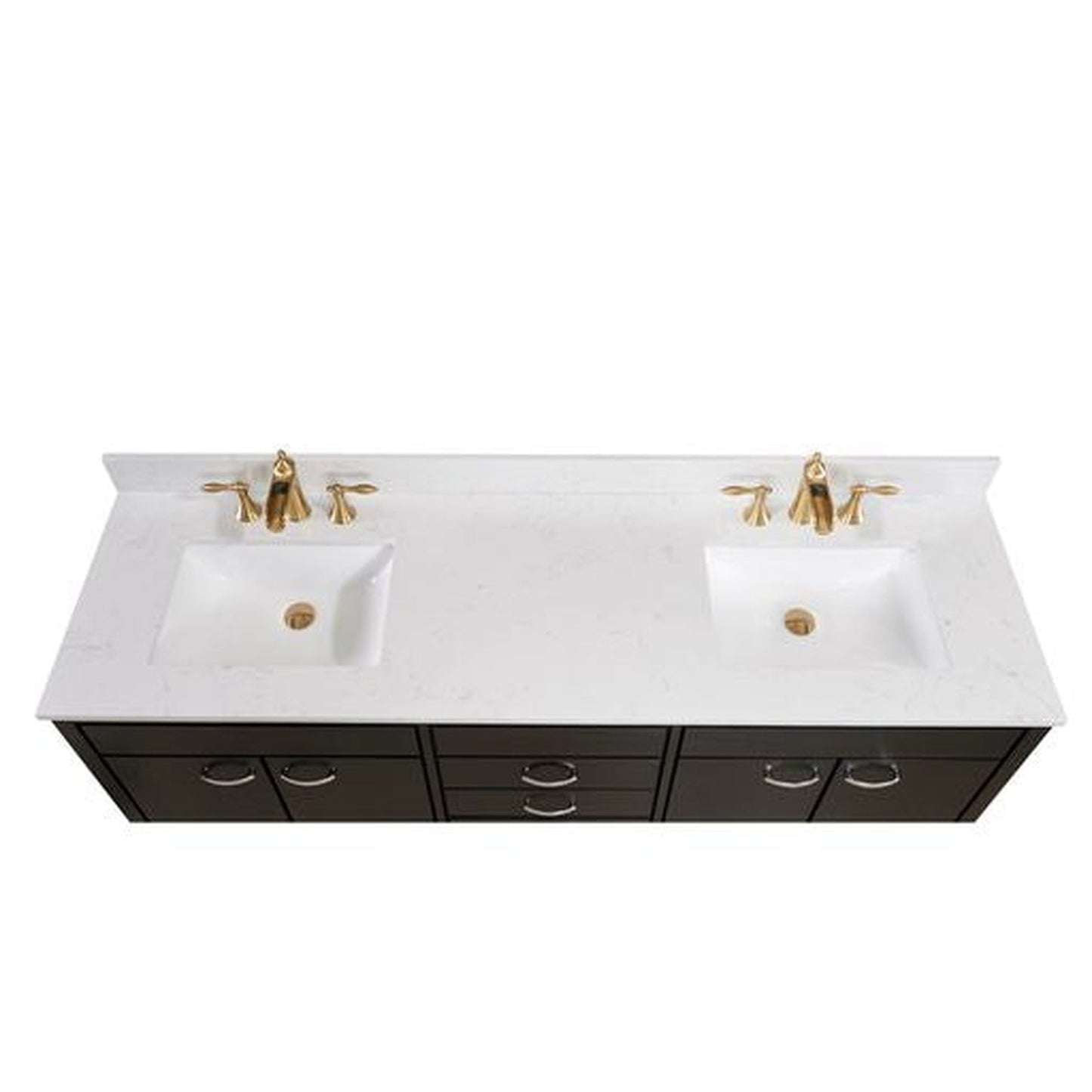 Altair Frosinone 73" x 22" Jazz White Composite Stone Bathroom Vanity Top With White SInk