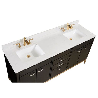 Altair Frosinone 73" x 22" Jazz White Composite Stone Bathroom Vanity Top With White SInk