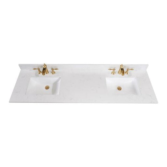 Altair Frosinone 73" x 22" Jazz White Composite Stone Bathroom Vanity Top With White SInk