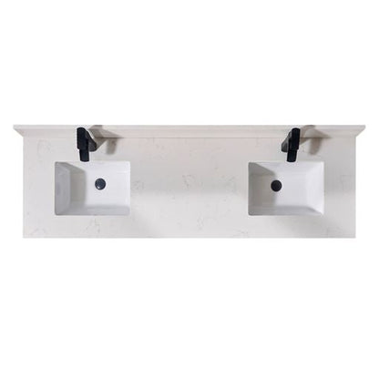 Altair Frosinone 73" x 22" Jazz white Composite Stone Bathroom Vanity Top-Single Hole With White SInk