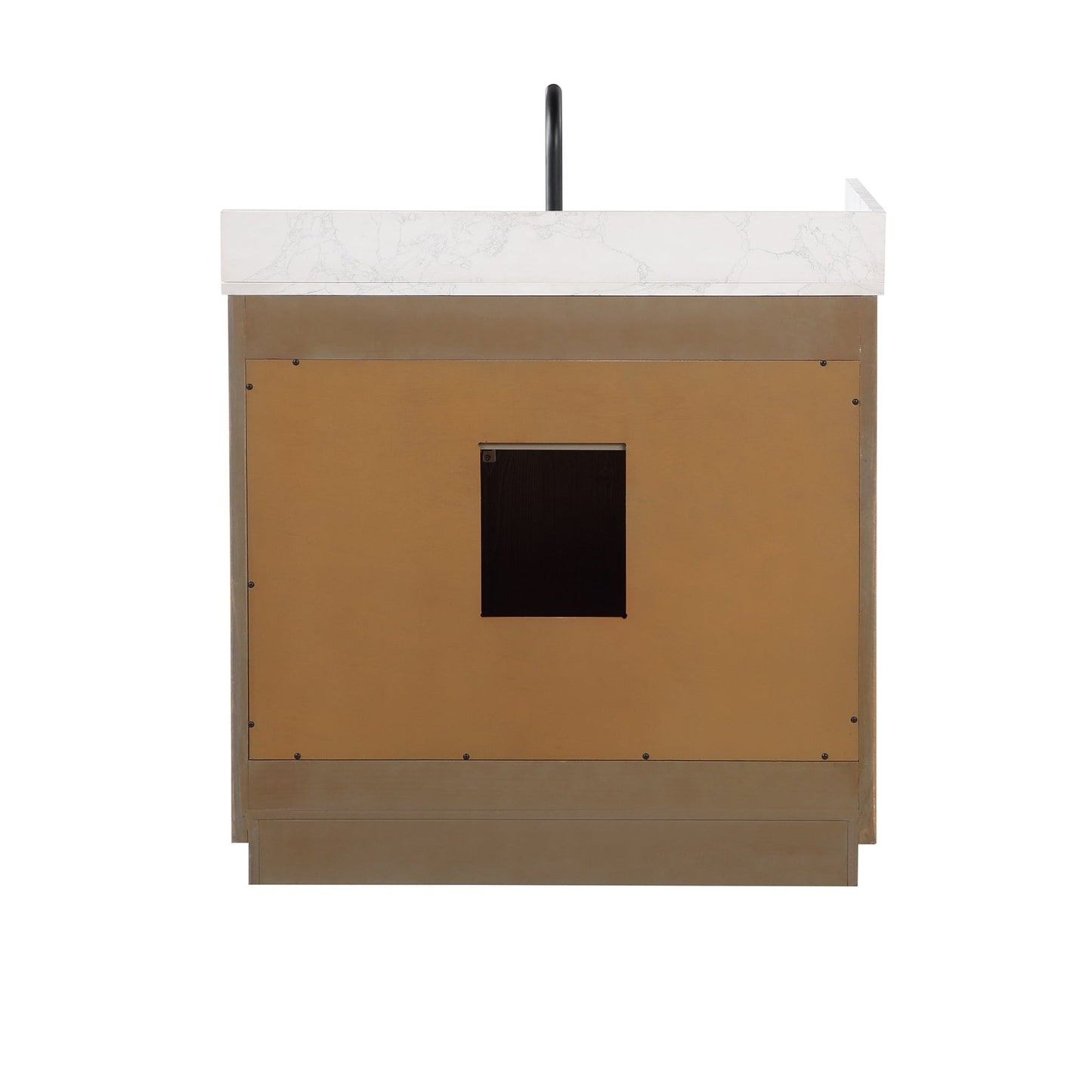 Altair Gavino 36" Light Brown Freestanding Single Bathroom Vanity Set With Grain White Composite Stone Top, Single Rectangular Undermount Ceramic Sink, Overflow, Sidesplash, and Backsplash