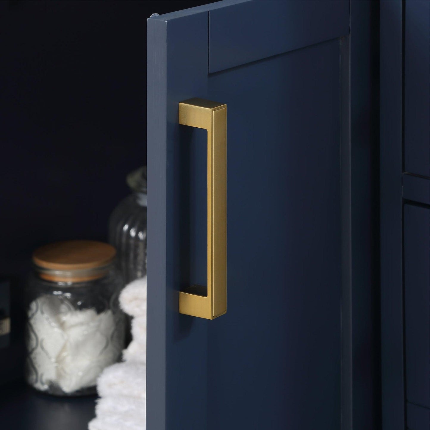 Altair Gavino 48" Royal Blue Freestanding Single Bathroom Vanity Set With Mirror, Grain White Composite Stone Top, Single Rectangular Undermount Ceramic Sink, Overflow, Sidesplash, and Backsplash