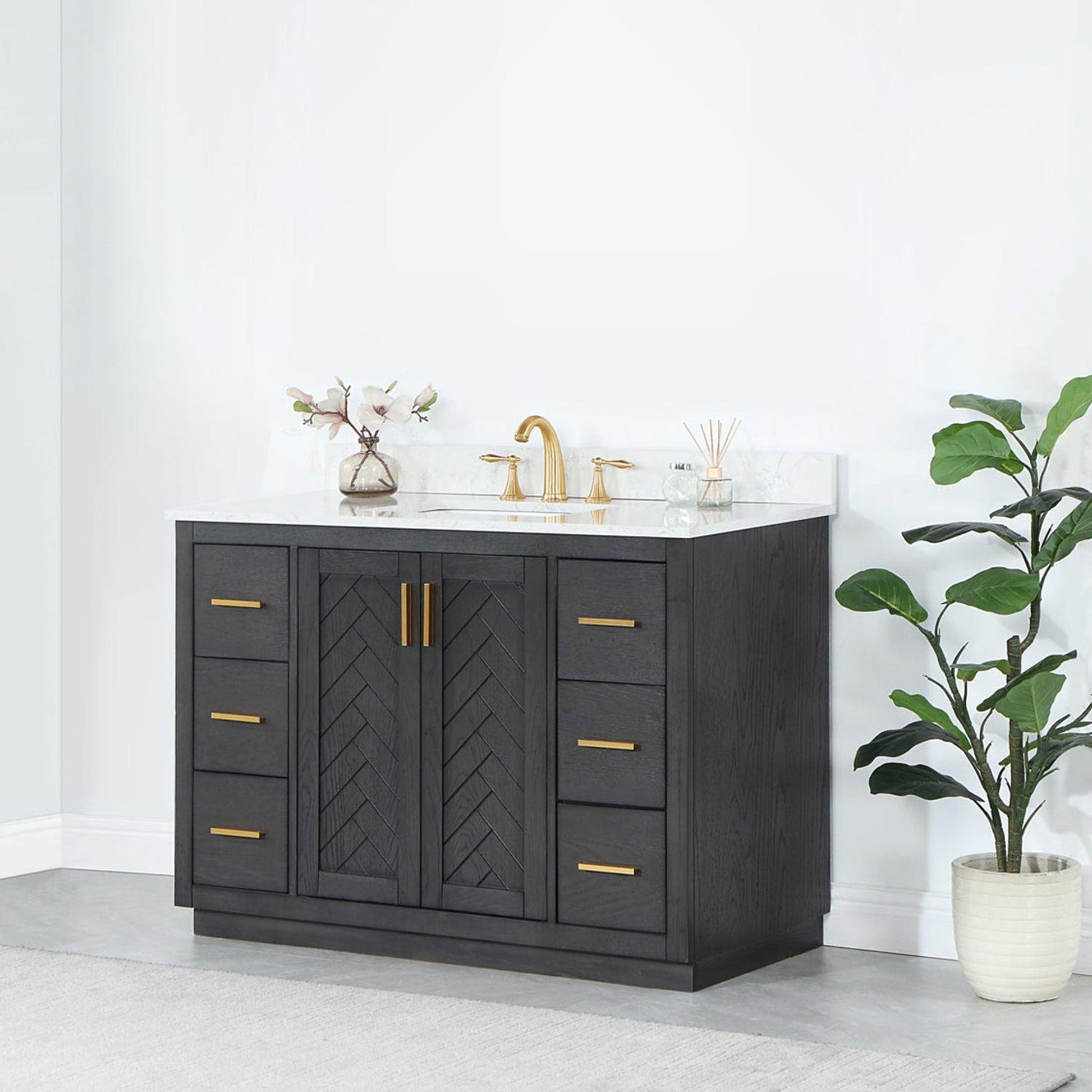 Altair Gazsi 48 Brown Oak Freestanding Single Bathroom Vanity Set Wit – US  Bath Store
