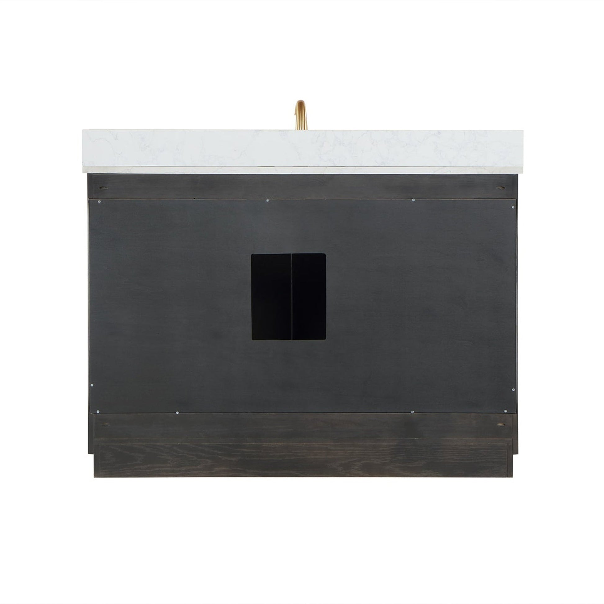 Altair Gazsi 48" Brown Oak Freestanding Single Bathroom Vanity Set With Elegant Composite Grain White Stone Top, Rectangular Undermount Ceramic Sink, Overflow, and Backsplash
