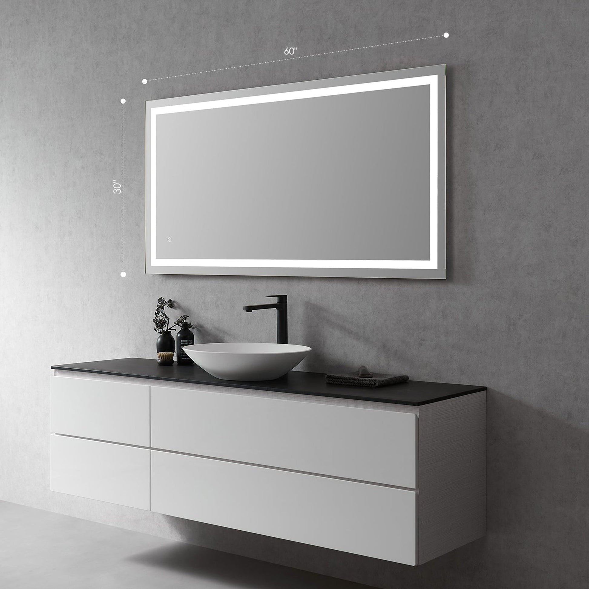 Altair Genova 60" Rectangle Wall-Mounted LED Mirror