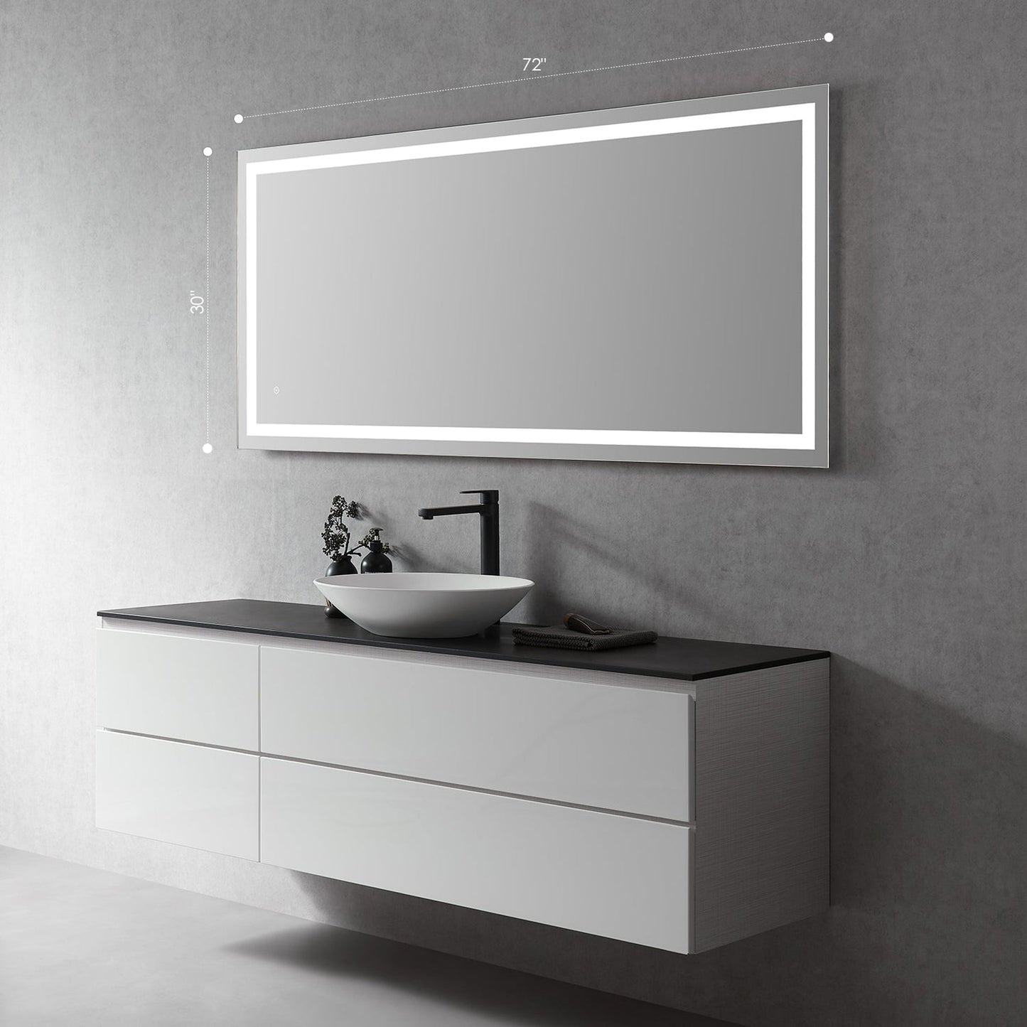 Altair Genova 72" Rectangle Wall-Mounted LED Mirror