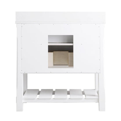 Altair Georgia 36" Single White Freestanding Bathroom Vanity Set With Aosta White Composite Stone Top, Rectangular Farmhouse Sink, Overflow, and Backsplash