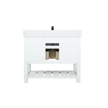 Altair Georgia 42" Single White Freestanding Bathroom Vanity Set With Aosta White Composite Stone Top Rectangular Farmhouse Basin, and Backsplash