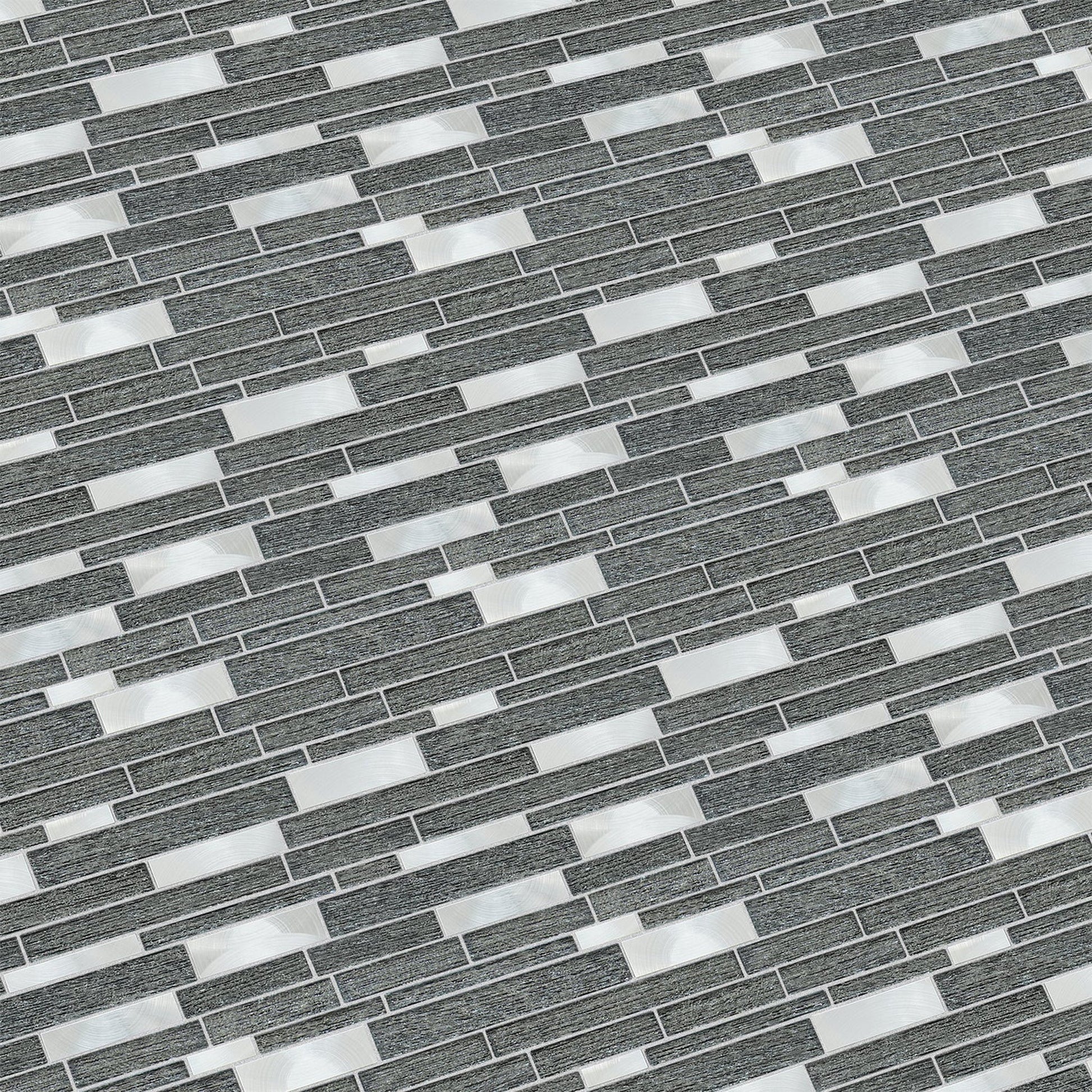 Altair Glena 15 pcs. Linear Black Glass Mosaic Wall Tile