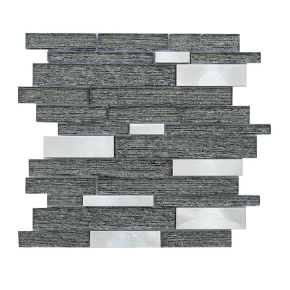 Altair Glena 15 pcs. Linear Black Glass Mosaic Wall Tile