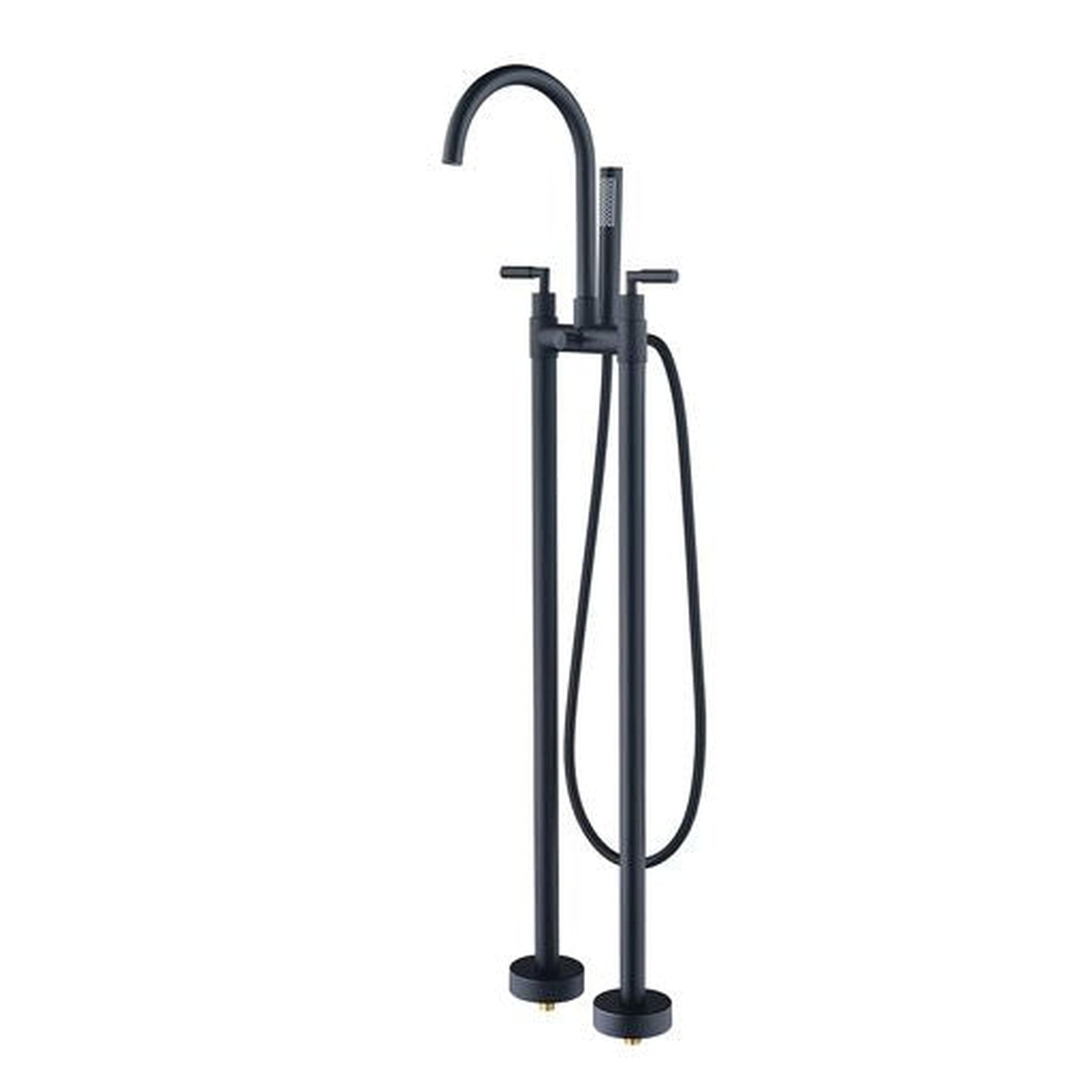 Altair Gnosall Matte Black Double Lever Handle Freestanding Bathtub Faucet With Handshower